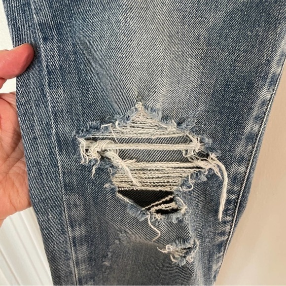 MOUSSY VINTAGE Ithan Distressed Raw Hem Ripped Ankle Mid-Rise Stretch Jeans 24 - Picture 5 of 15